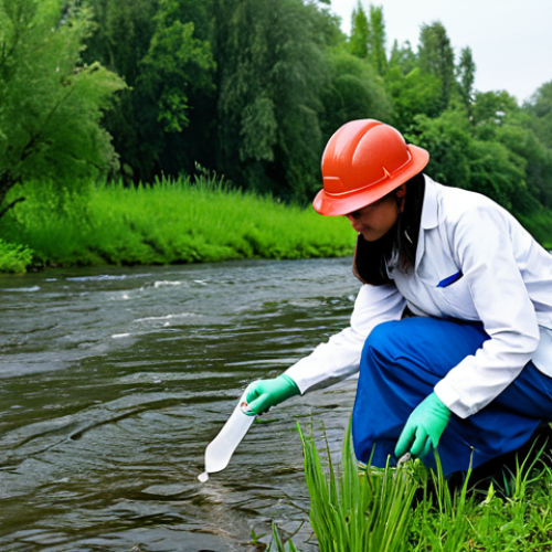 **

"A professional environmental scientist, fully clothed in appropriate field attire, examining a water sample by a clean riverbank. Lush greenery in the background, representing a healthy ecosystem. Safe for work, appropriate content, perfect anatomy, correct proportions, well-formed hands, professional, modest, family-friendly, high quality, professional photography."

**
