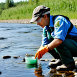 **

"A professional environmental officer, fully clothed in appropriate field attire, inspecting a water sample by a clean river, wearing safety glasses, natural pose, perfect anatomy, safe for work, appropriate content, professional, modest, family-friendly, clear sky, daytime, high quality."

**
