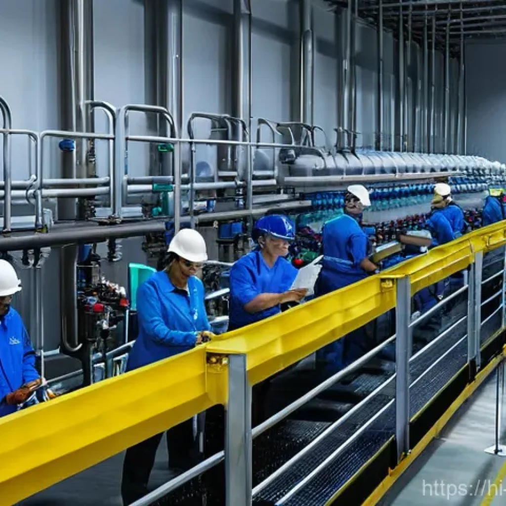 수질환경과 설계업무 이해하기 - **Prompt:** A diverse group of dedicated water engineers and technicians, men and women of various a...