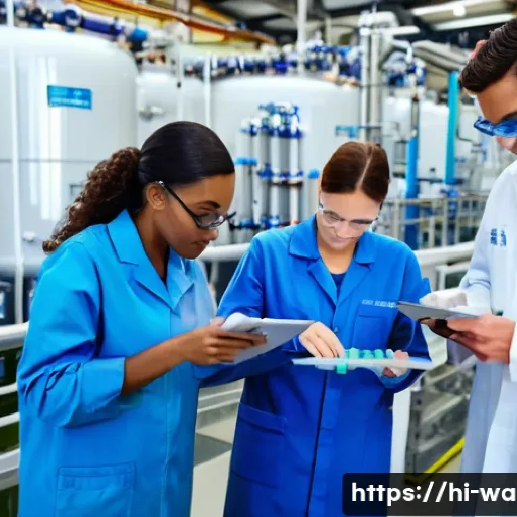 수질환경 이직 성공을 위한 전략 - **Modern Water Purification Facility**
    A professional image of a diverse team of water treatment...